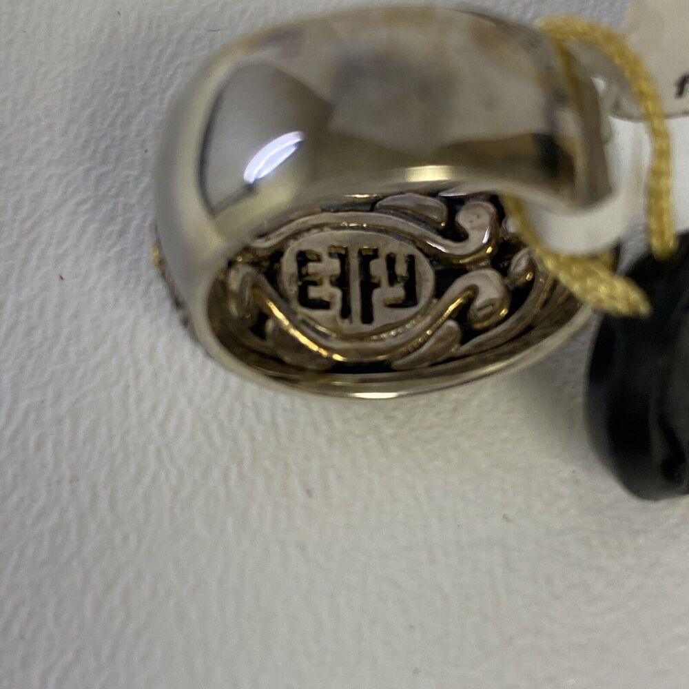 Effy 925 Silver & 18k Yellow Gold Wide Band Ring Size 6.5 - Picture 16 of 16